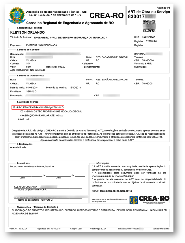 Art Projeto Exemplo 1 - 8 Documentos Técnicos para Financiamento Imobiliário na CAIXA